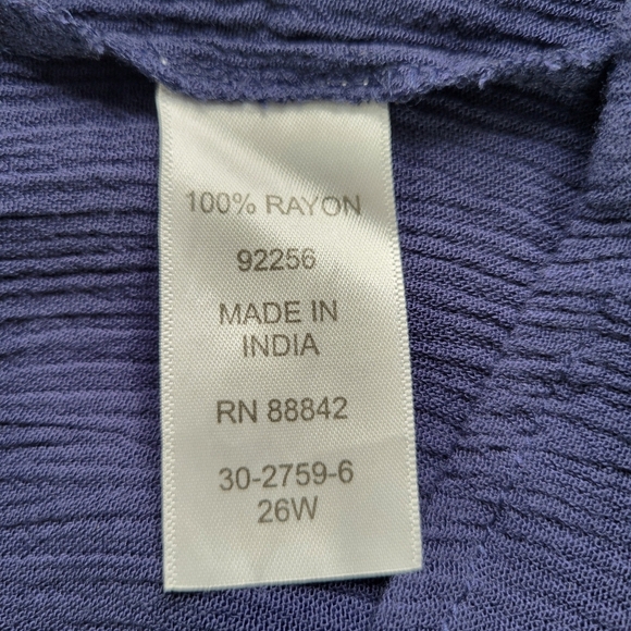 Roamans Crepe Dress Size 26W Blue Button Front Dolman Roll Tab Sleeve Rayon New - Picture 6 of 12